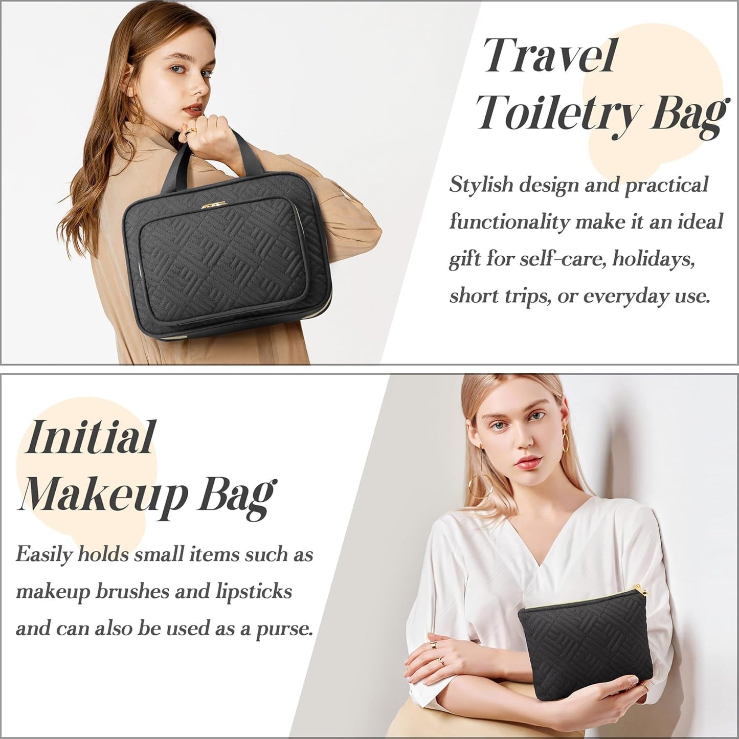 Personalized Gifts for Women, Initial Toiletry Bag Hanging Travel Organizer & Makeup Cosmetic Bag with Embroidery Letter Teacher Appreciation Gift Birthday Mothers Day Gifts for Mom Wife Friend Sister