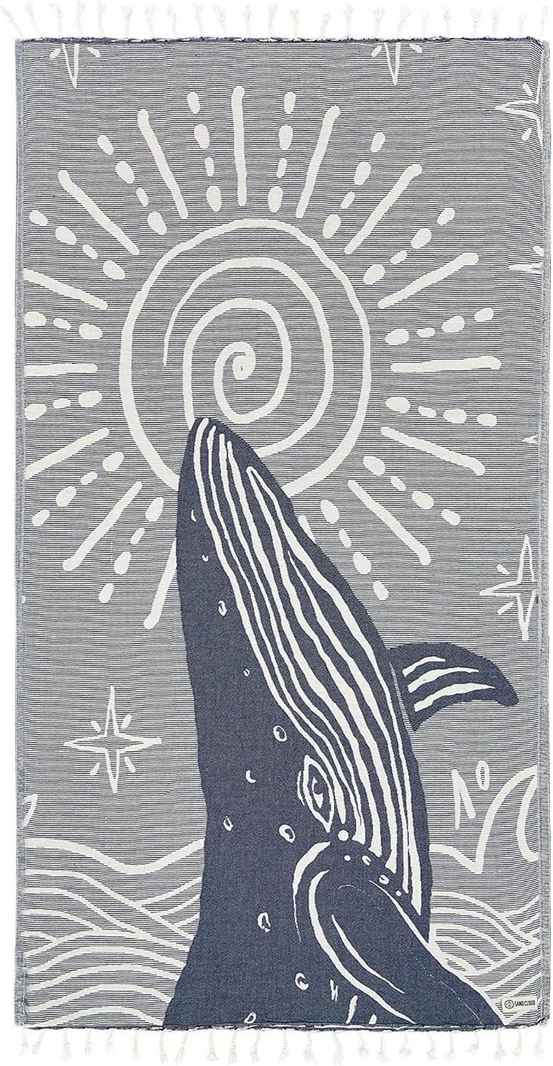 Sand Cloud Turkish Beach Towel - Sand Free - 100% Organic Turkish Cotton Yarn - Quick Dry Towel for Beach, Picnic, Blanket or Bath Towel - As Seen on Shark Tank - Marine Life (Mystical Whale)