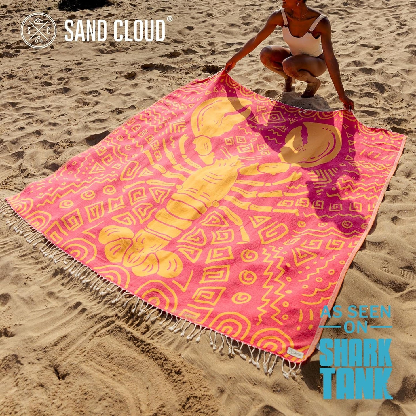 Sand Cloud Turkish Beach Towel - Sand Free - 100% Organic Turkish Cotton Yarn - Quick Dry Towel for Beach, Picnic, Blanket or Bath - As Seen on Shark Tank - Marine Life (Bohemianster)