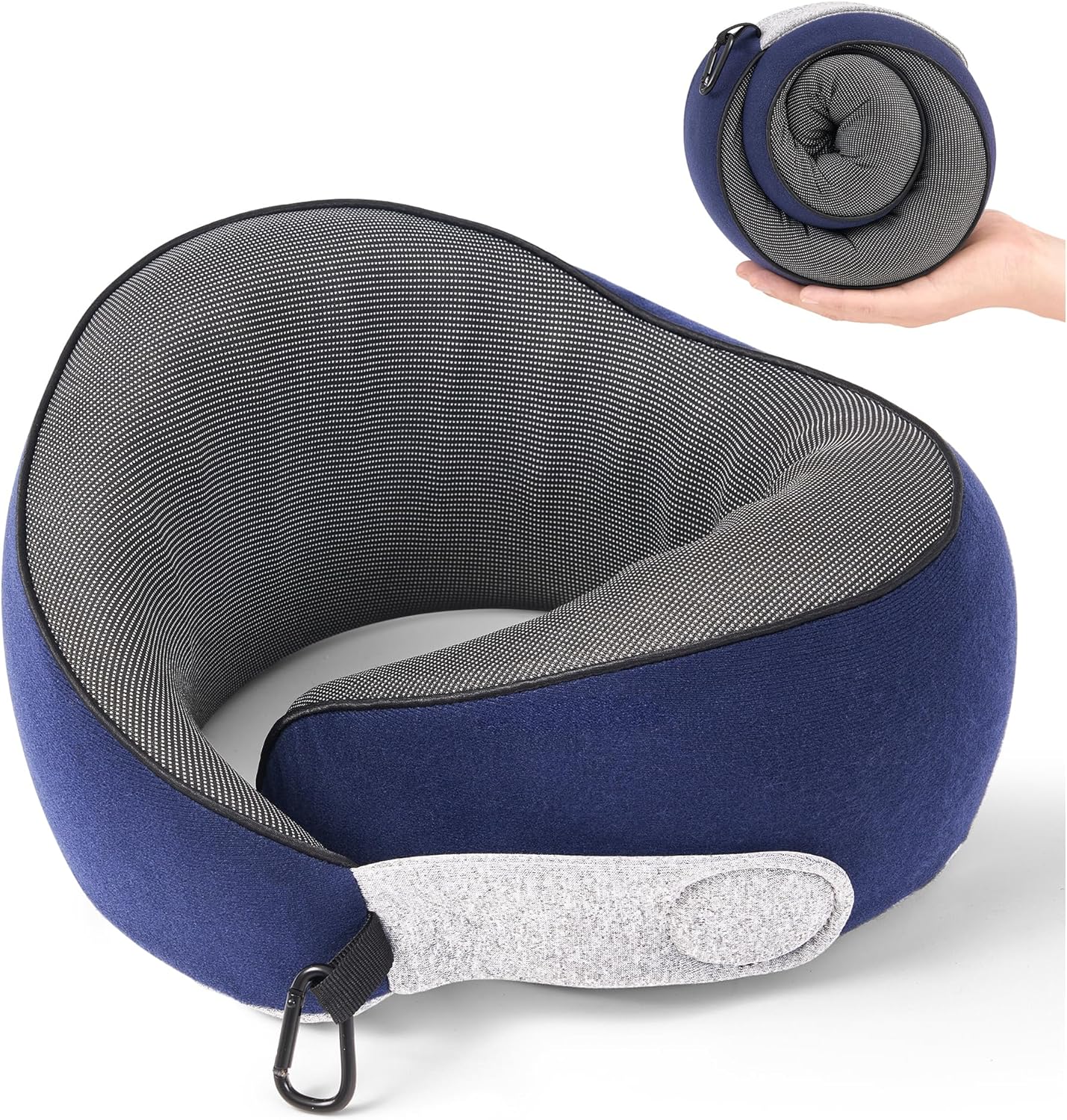 Travel Pillow, 100% Pure Memory Foam Travel Neck Pillow Airplane Neck Support Ergonomic Design for Traveling Suitable for Airplanes,Offices and Cars-Navy Blue