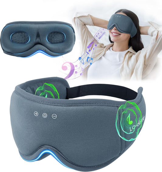 Sleep Mask with Headphones Bluetooth 5.4，LC-dolida 2025 New 3D Bluetooth Sleep Mask Headphones with Soft Bamboo Cotton for Side Sleepers Women Men, Sustainable Luxury for Better Sleep