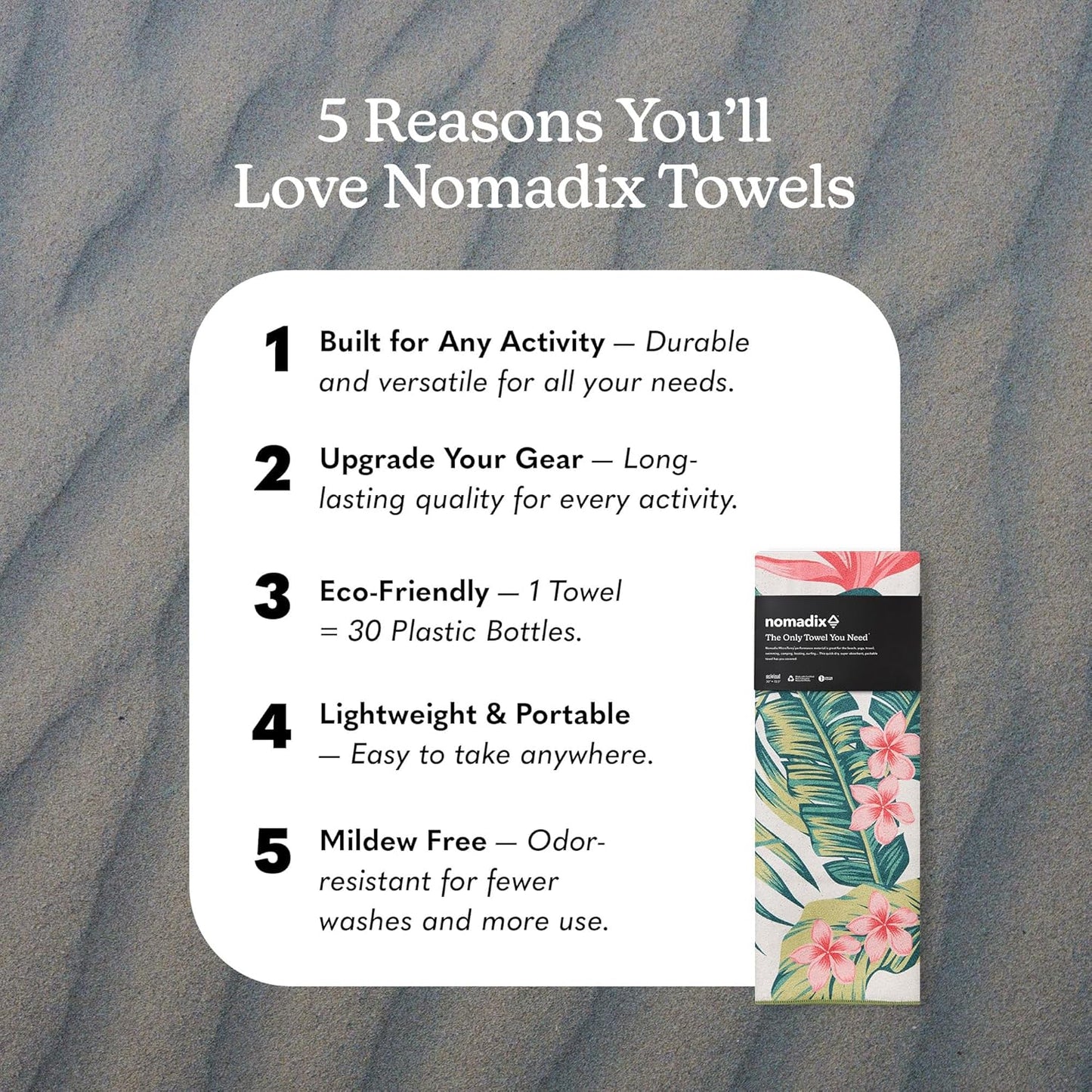 Nomadix Original Towel - Perfect for Beach, Pool, Travel, Camping, Yoga - Made with Recycled Materials - Super Absorbent - Sand Resistant -Palms Pink - 72.5" x 30"