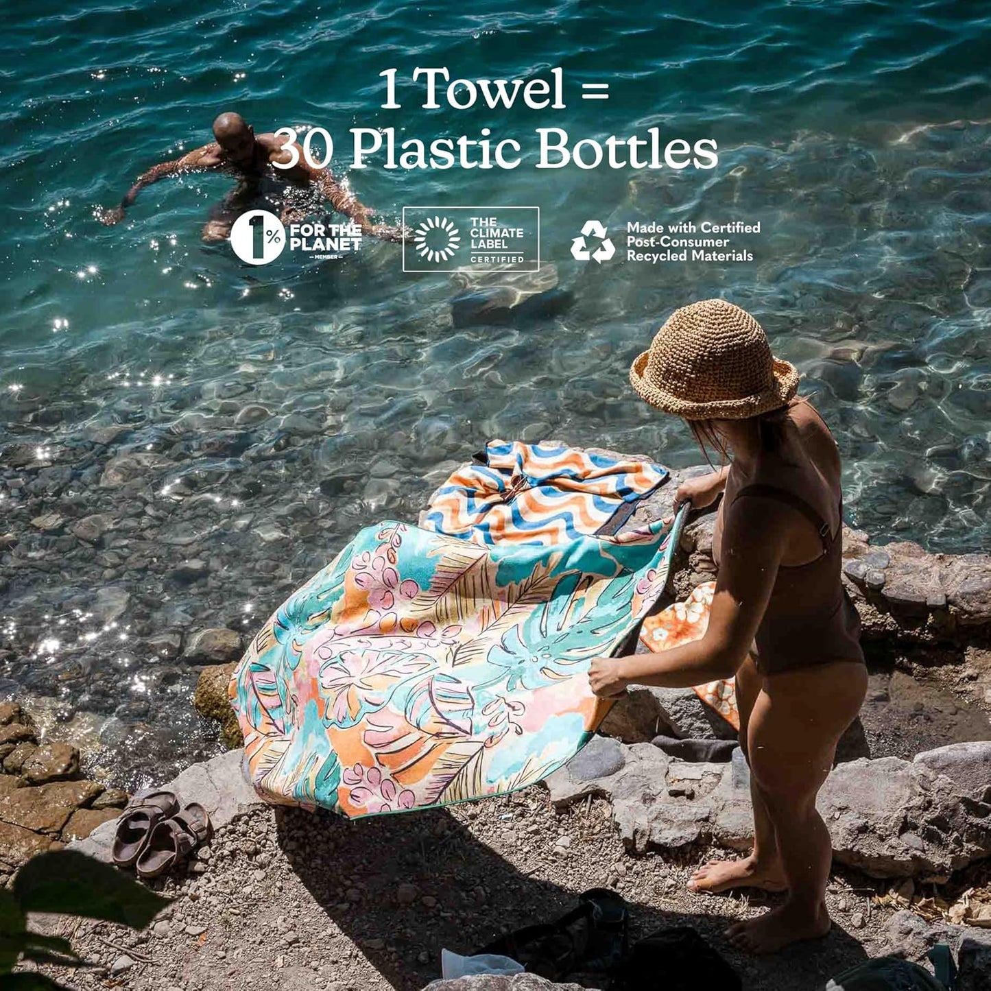 Nomadix Original Towel - Perfect for Beach, Pool, Travel, Camping, Yoga - Made with Recycled Materials - Super Absorbent - Sand Resistant - Jungle - 72.5x30