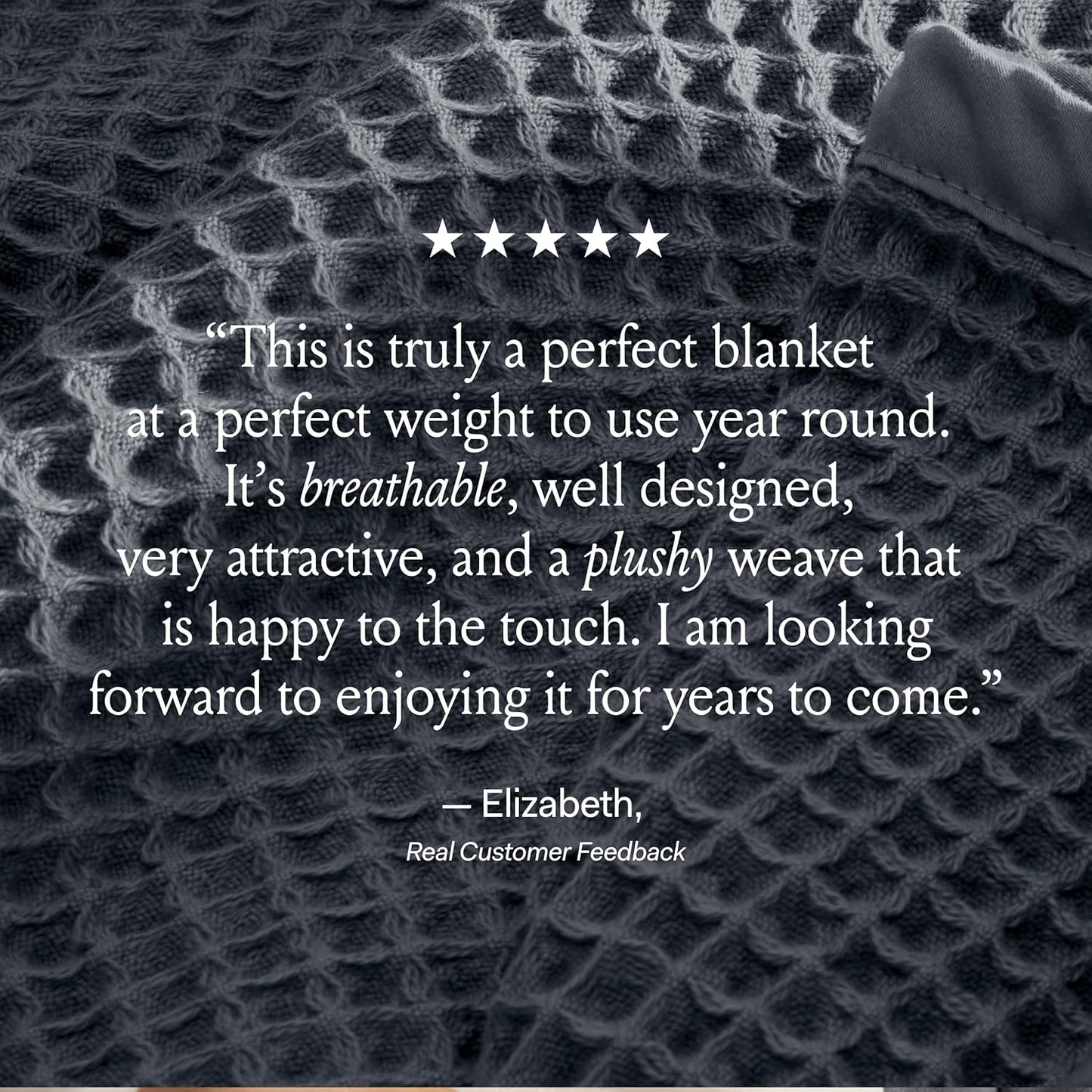 BOLL & BRANCH Waffle Bed Blanket - Full/Queen, Mineral - Luxury 100% Organic Cotton - Soft, Lightweight and Breathable - Textured Waffle Weave Design