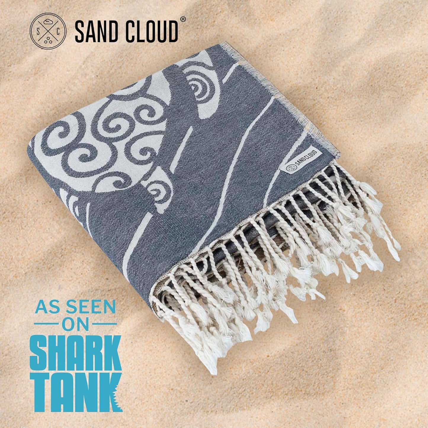 Sand Cloud Turkish Beach Towel - Sand Free - 100% Organic Turkish Cotton Yarn - Quick Dry Towel for Beach, Picnic Blanket or Throw - As Seen on Shark Tank - Sunset Swim