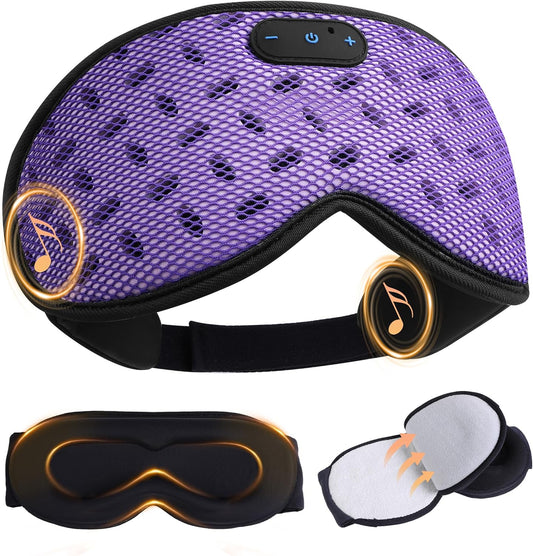 Sleep Mask Headphones with Bluetooth 5.4, LC-dolida Wireless Music Eye Mask for Sleeping Headphones Detachable 3D Eye Cups Cooling Breathable Bluetooth Eye Mask for Side Sleepers