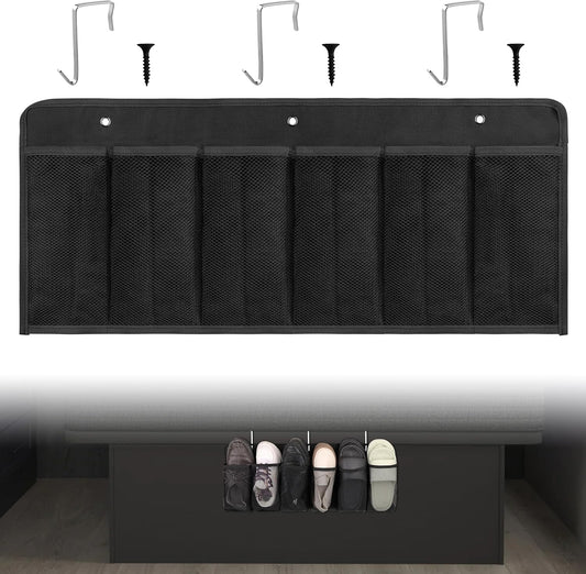 RV Shoe Pockets 6 Large Pockets Heavy Hanging Bedside Storage Organizer with Sturdy Hooks Storage Pockets Hangs on bed for Shoes Toys and Tool Accessories