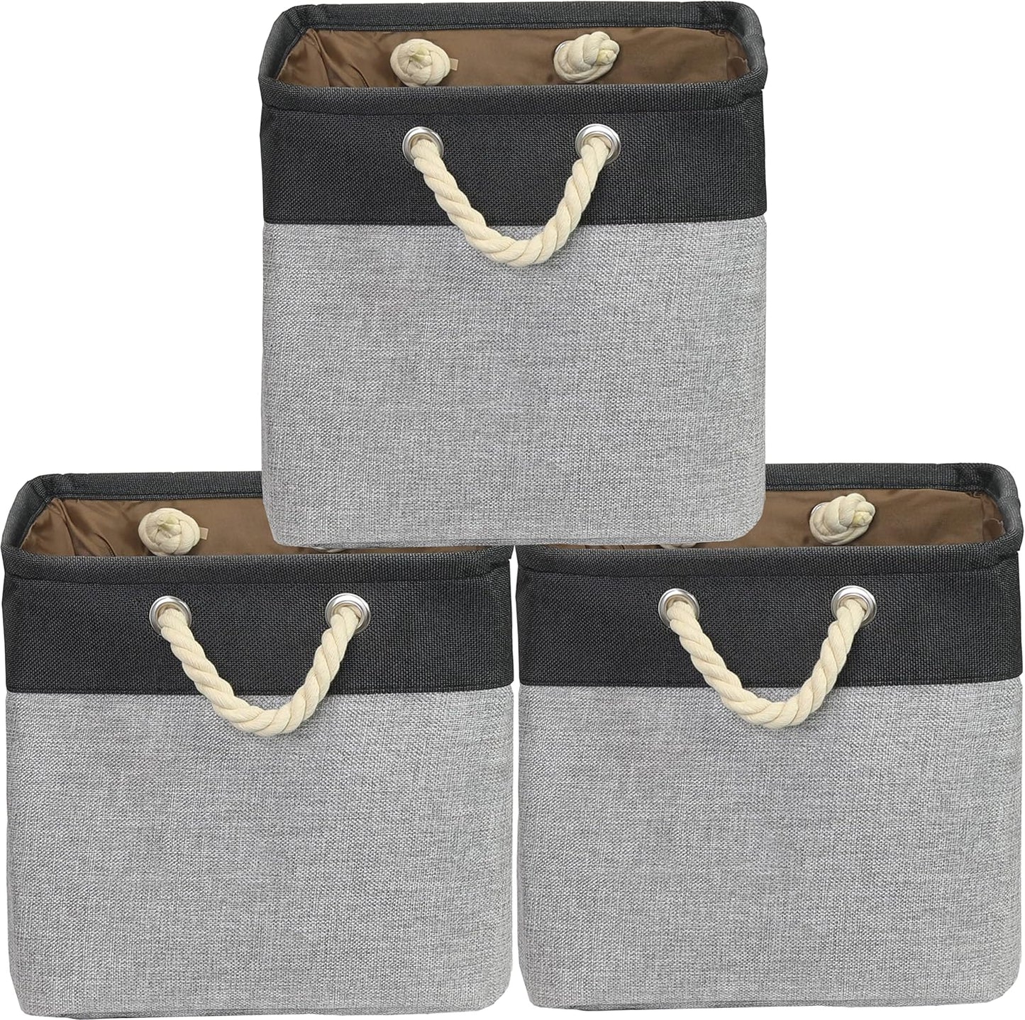 Simple Houseware Fabric Storage Cubes, 13" x 13" Storage Bin, 3 Pack, Dark Gray