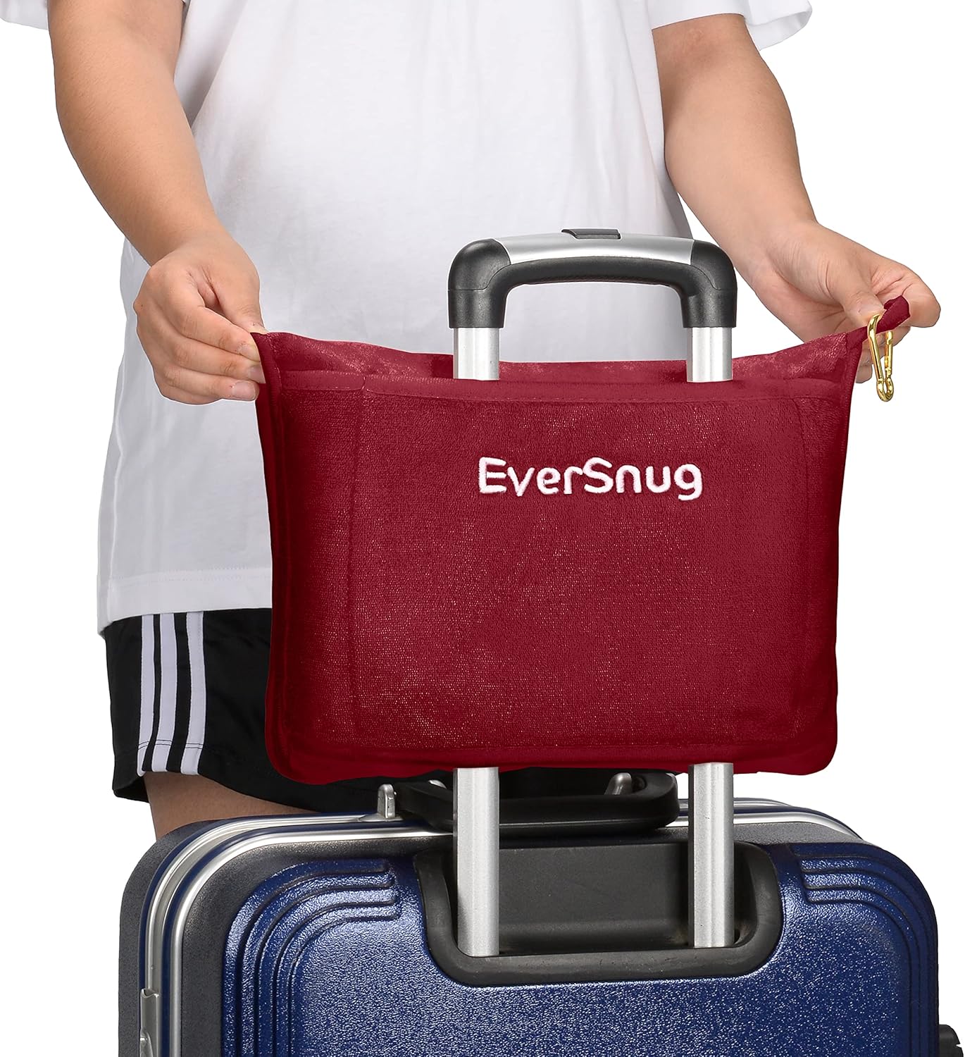 EverSnug Travel Blanket and Pillow - Ultra-Soft, Compact & Lightweight, 65x40 Inches, with Carry Case, Luggage Sleeve & Backpack Clip for Airplane Comfort (Burgundy)