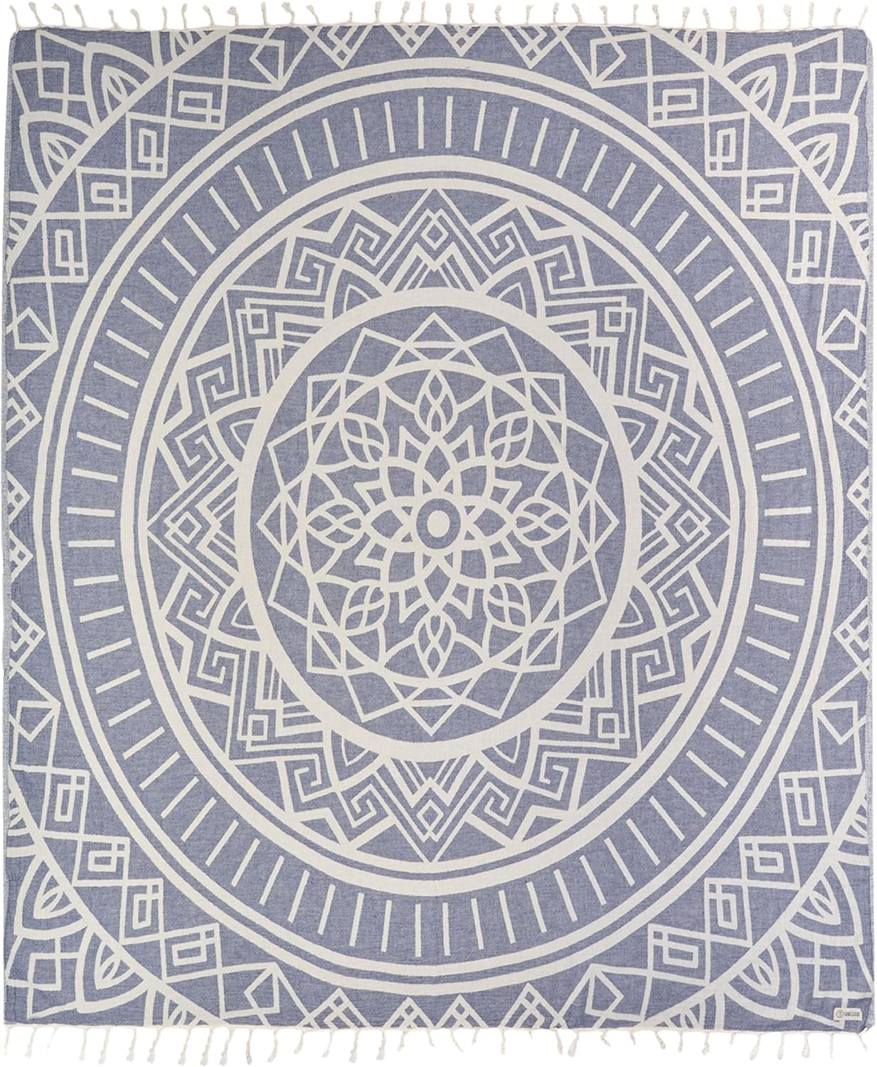 Sand Cloud Extra Large Turkish Beach Towel - Sand Free - 100% Organic Turkish Cotton Yarn - Quick Dry Towel for Beach, Picnic, Blanket or Bath - As Seen on Shark Tank - Cool Glacier (Navy)