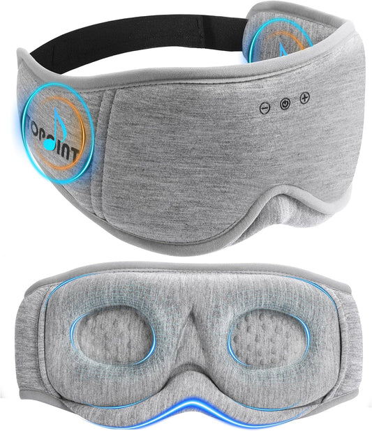 Sleep Mask with Headphones Bluetooth 5.4, TOPOINT 3D Eye Mask Blackout with Soft Bamboo Cotton for Side Sleepers Women Men, Sleep Headphones Earphones HD Speaker Microphone for Travel Meditation Gift