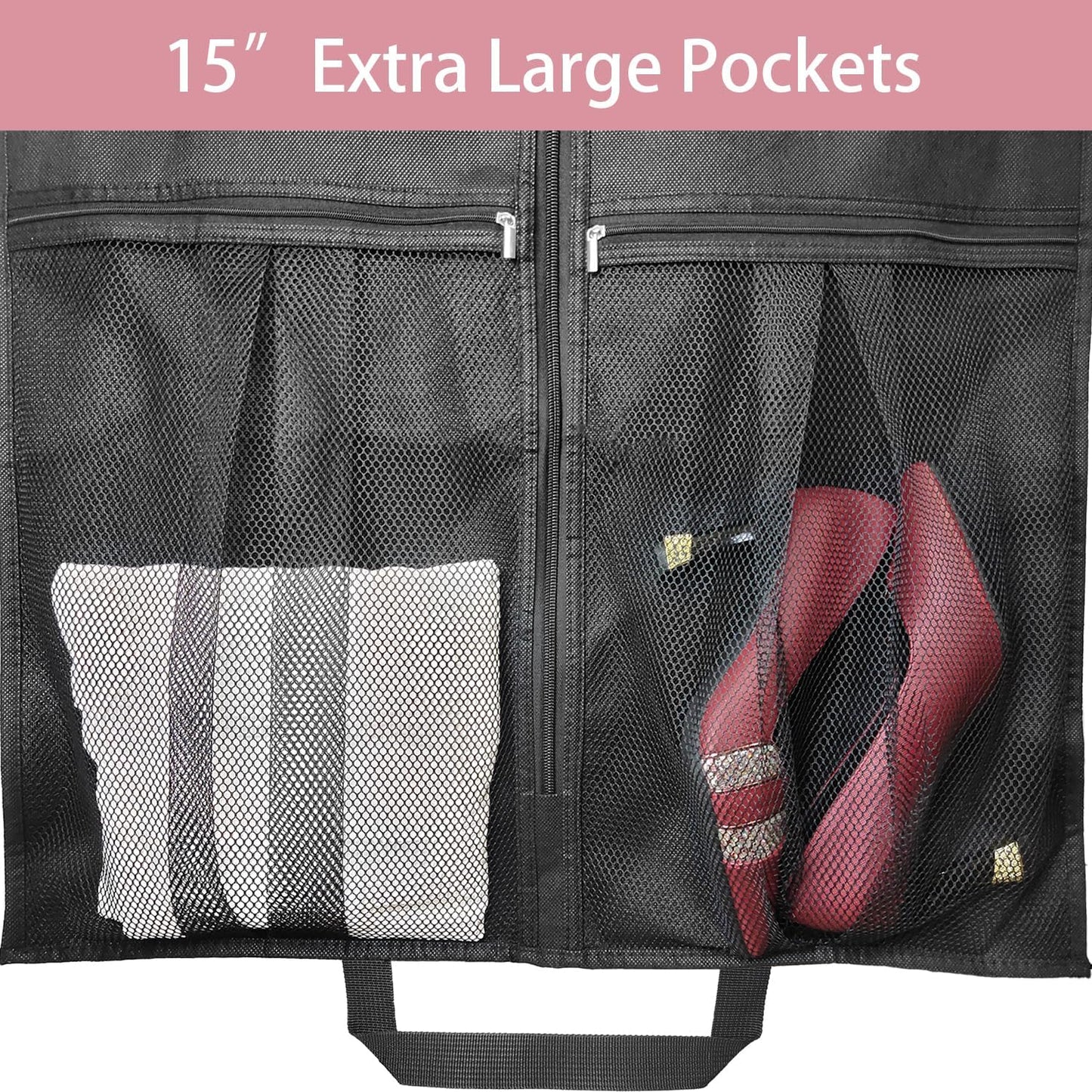 Dress Bags for Gowns Long, 65" Dress Garment Bags for Hanging Clothes, Dress Bags for Closet Storage and Traveling, Foldable Dress Cover