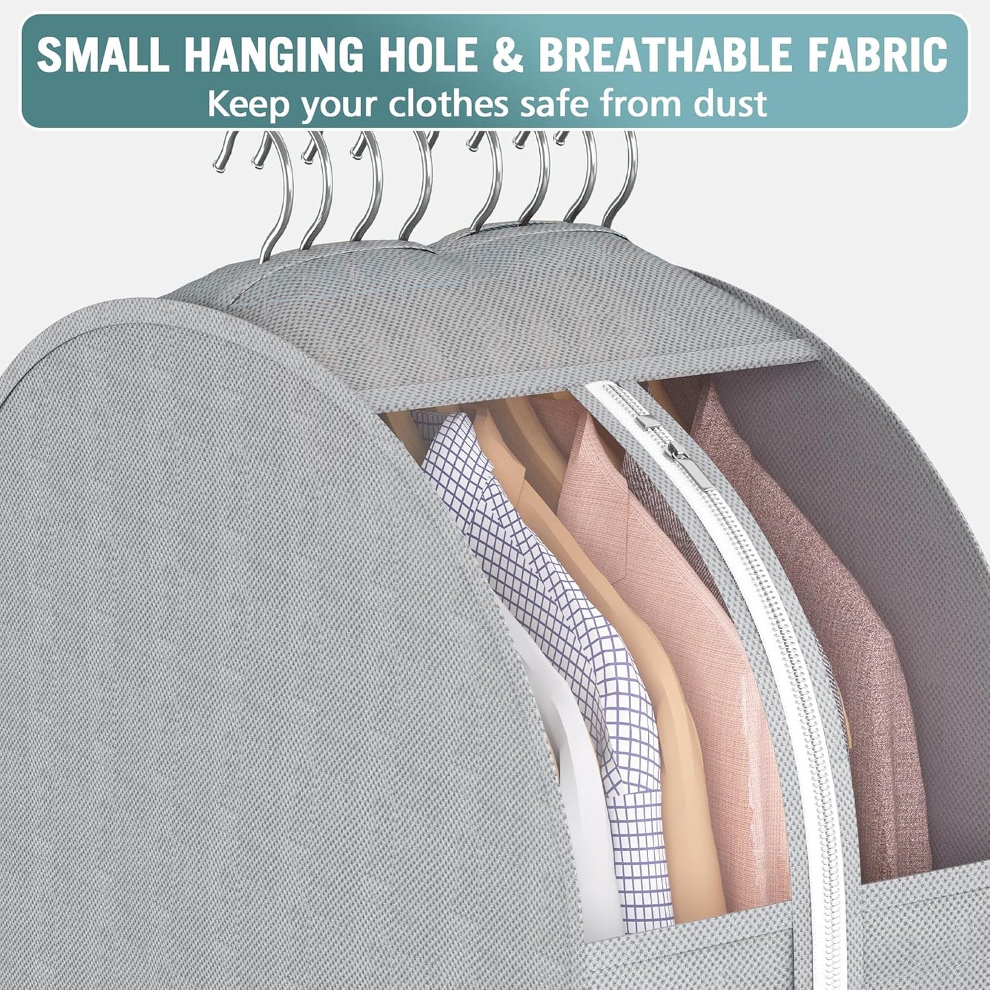 10" Gusseted Garment Bags for Hanging Clothes with Clear Window, 32" Suit Bags for Open Closet Storage, Clothing Cover for Coat, Dress, Jacket, Shirt, Fur Wardrobe Protector, 3 Packs