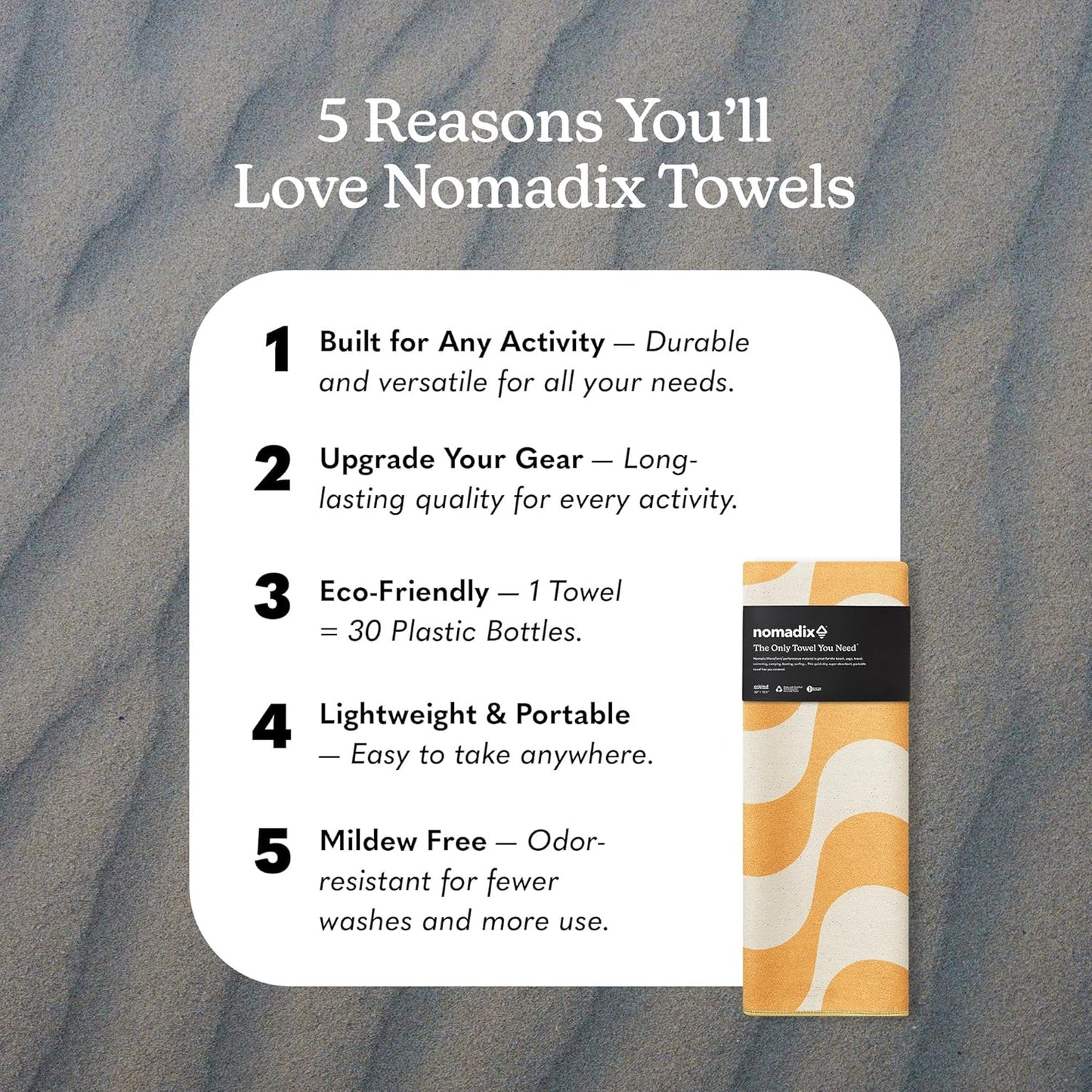 Nomadix Original Towel - Perfect for Beach, Pool, Travel, Camping, Yoga - Made with Recycled Materials - Super Absorbent - Sand Resistant - Copacabana Mango - 72.5x30