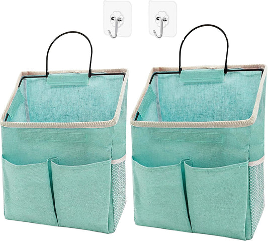 2pcs Wall Hanging Storage Bag,Wall Hanging Organizer Bags with Pockets, Wall Organizer Storage for Dormitory Bathroom Bedroom Kitchen(Green)