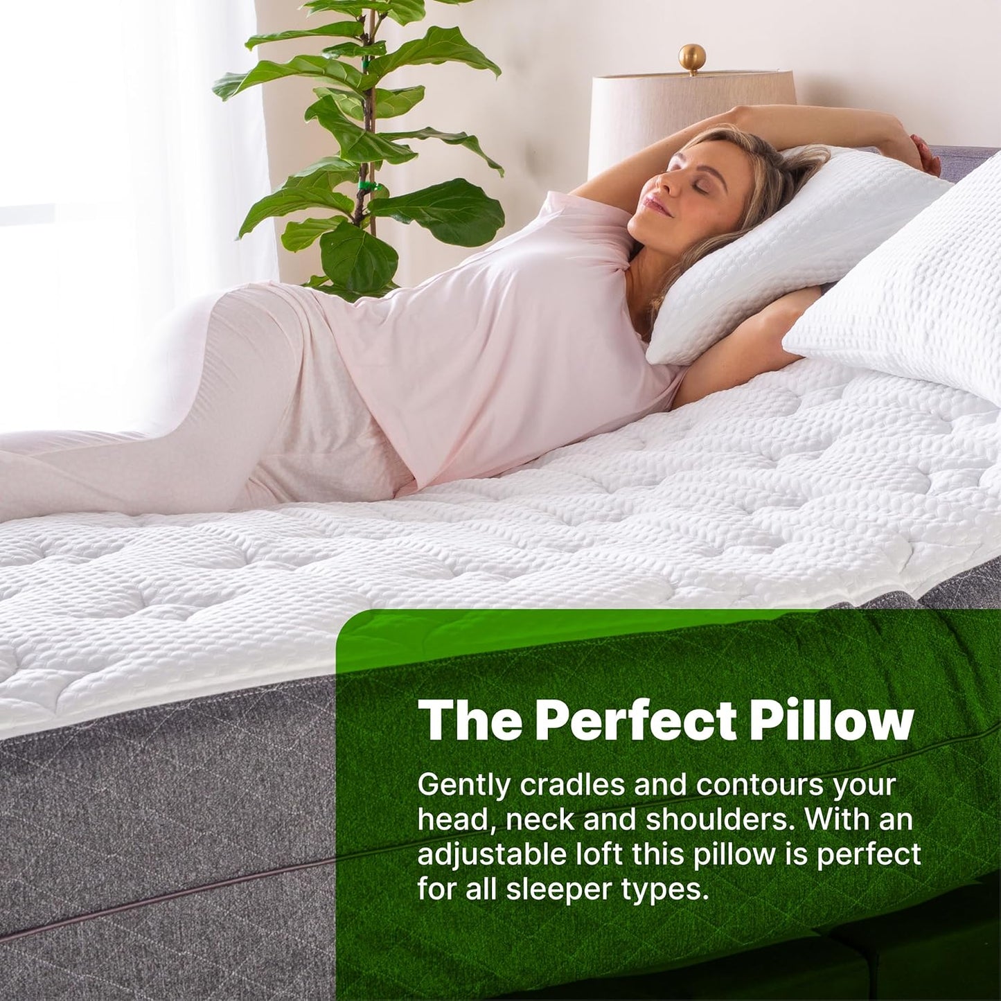 GhostBed Shredded Memory Foam Pillow with Adjustable Gel Memory Foam and Cooling Breathable Cover - Queen Size Shredded Memory Foam Pillows CertiPUR-US Certified 1-Pack