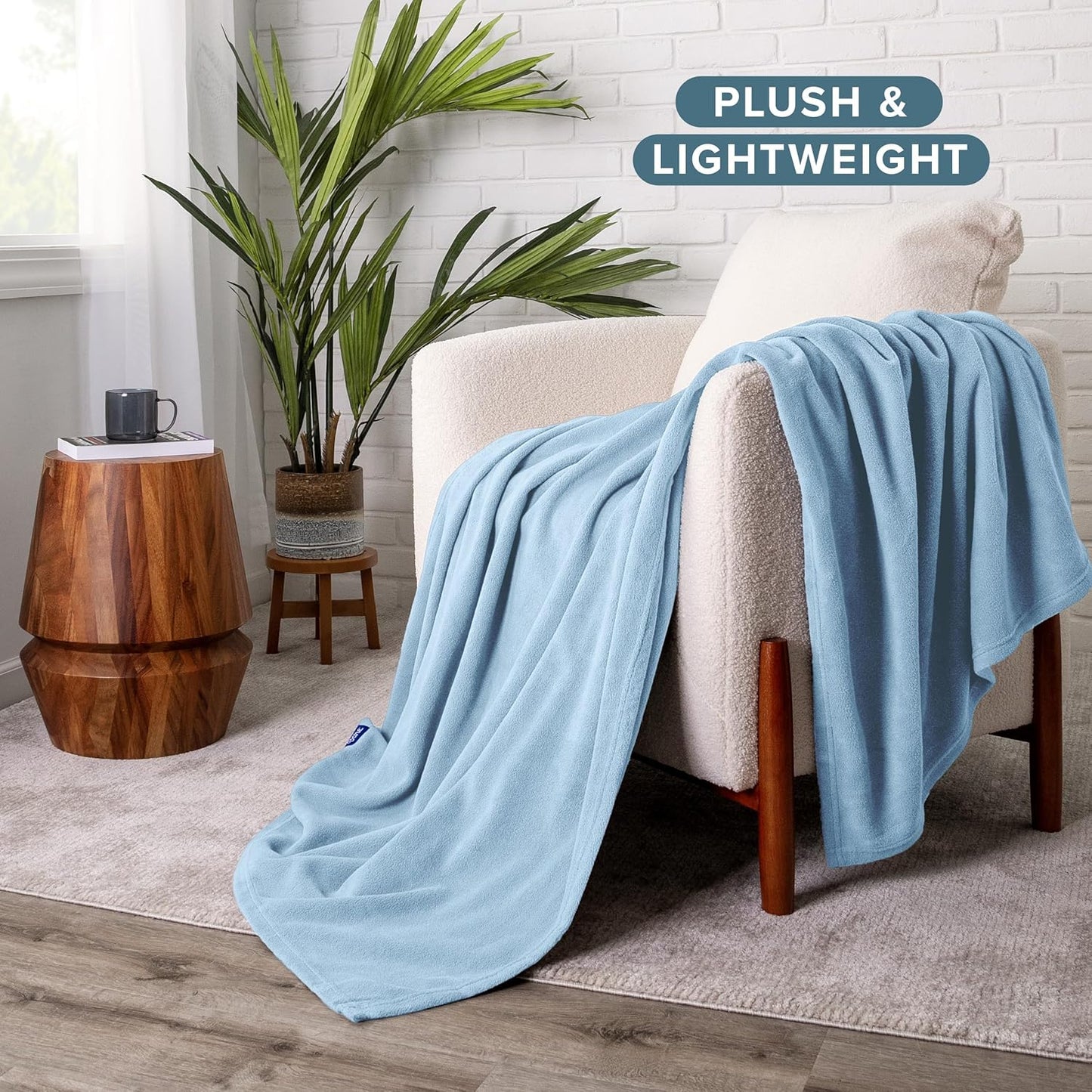 Bare Home Lightweight Polar Fleece Blanket Light Blue Twin/Twin XL