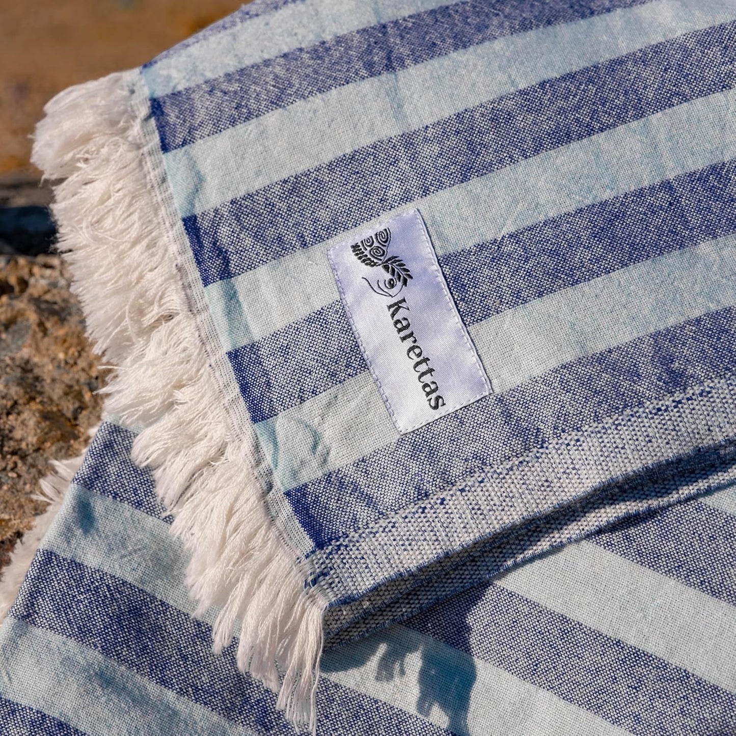 Turkish Beach Towel - 100% Organic Cotton - Soft, Quick-Dry, Sand Proof, Prewashed - Lightweight & Oversized for Beach, Pool, Yoga, Bath, Travel, Gym, Throw - Turtlebay (Navy)