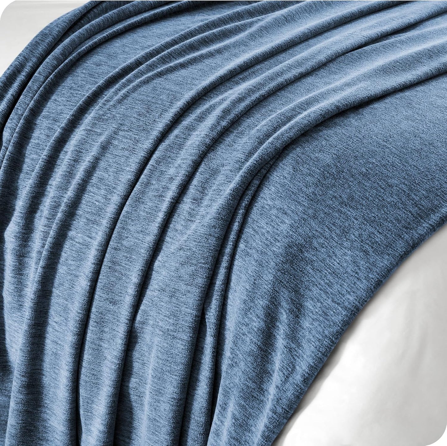 Bare Home Polar Fleece Blanket - Full/Queen - Heathered Dark Blue - Warm & Cozy - Premium Fleece - Throw for Bed, Camping, and Travel - Lightweight (Full/Queen, Heathered Dark Blue)